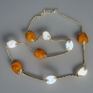 Vintage Avon Chunky Gold Tone Acrylic Bead Statement Necklace 36 - 39 Inches